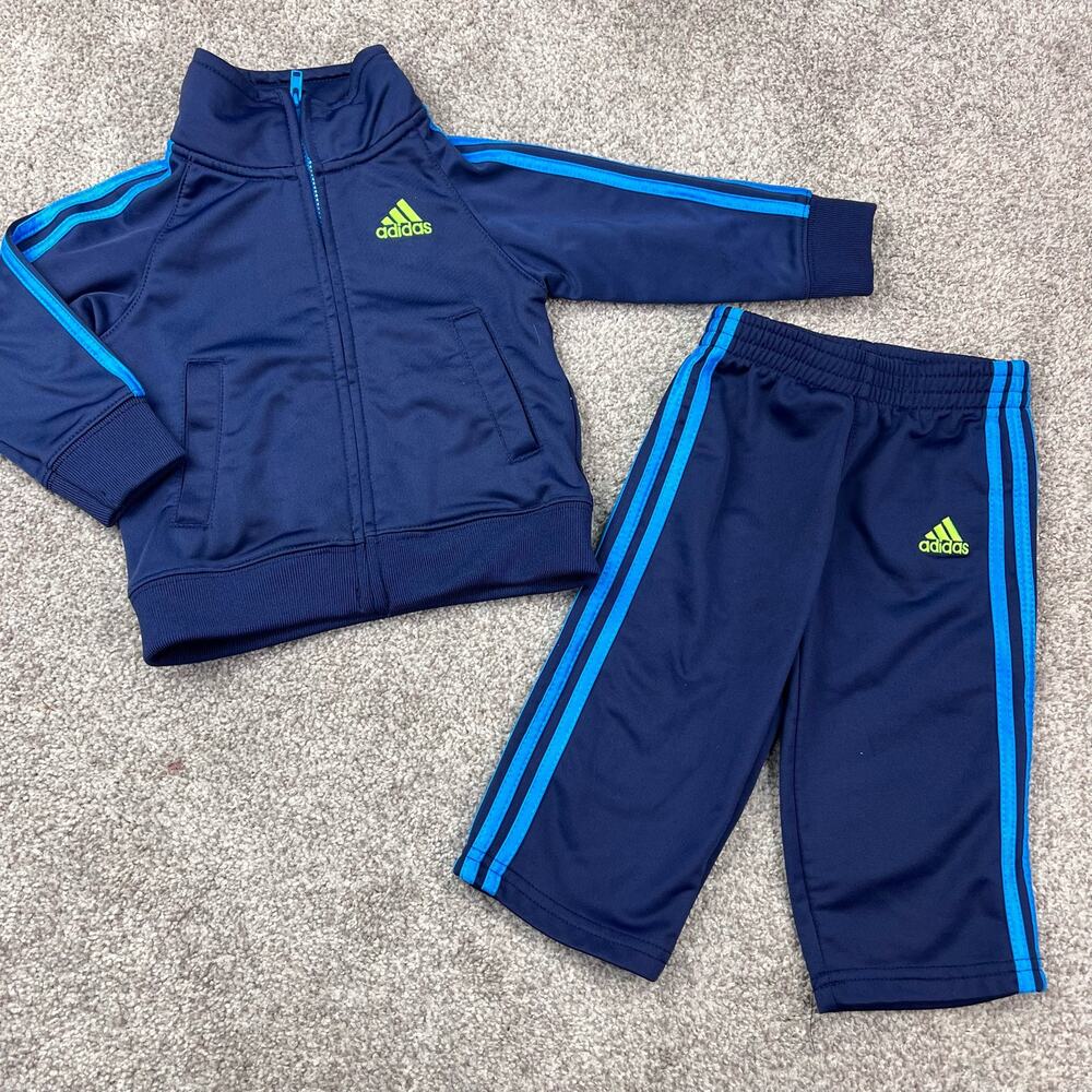 Adorable Adidas 12mo. Navy & Lime Track suit